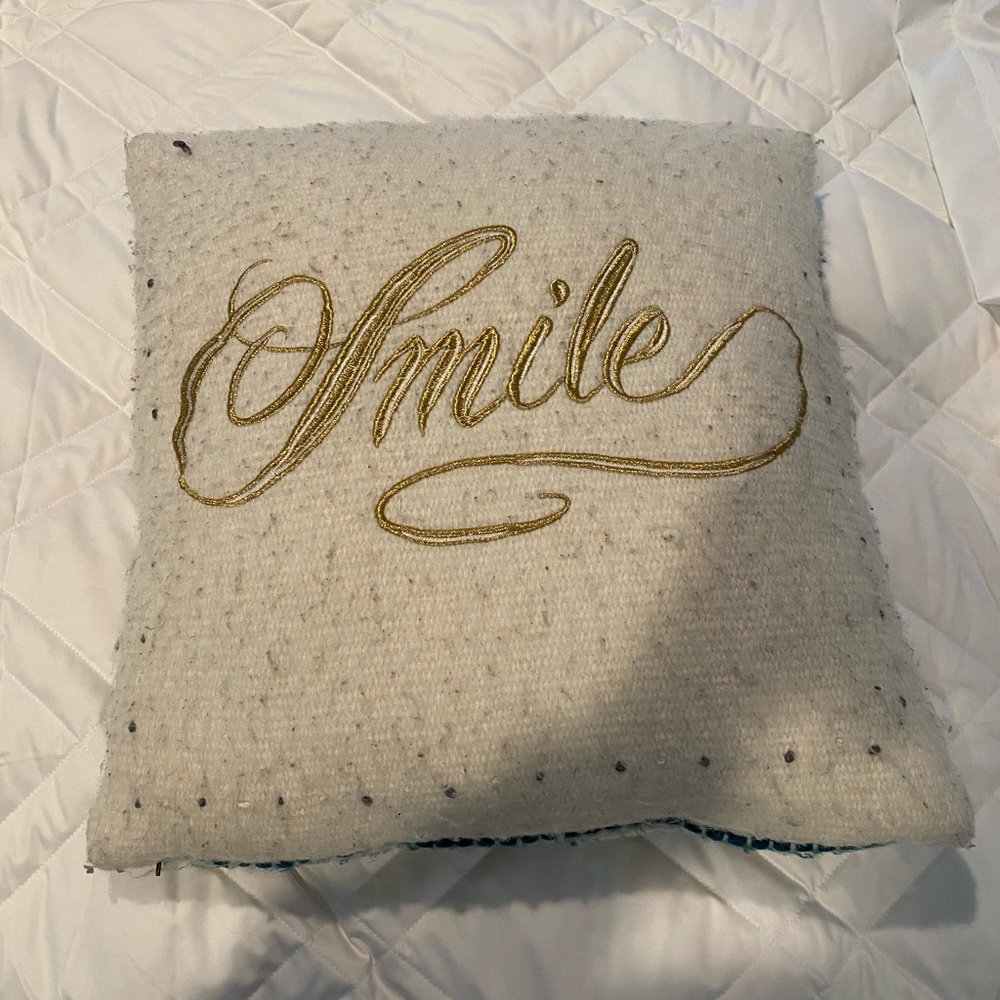 Anthropologie smile nubby wool pillow